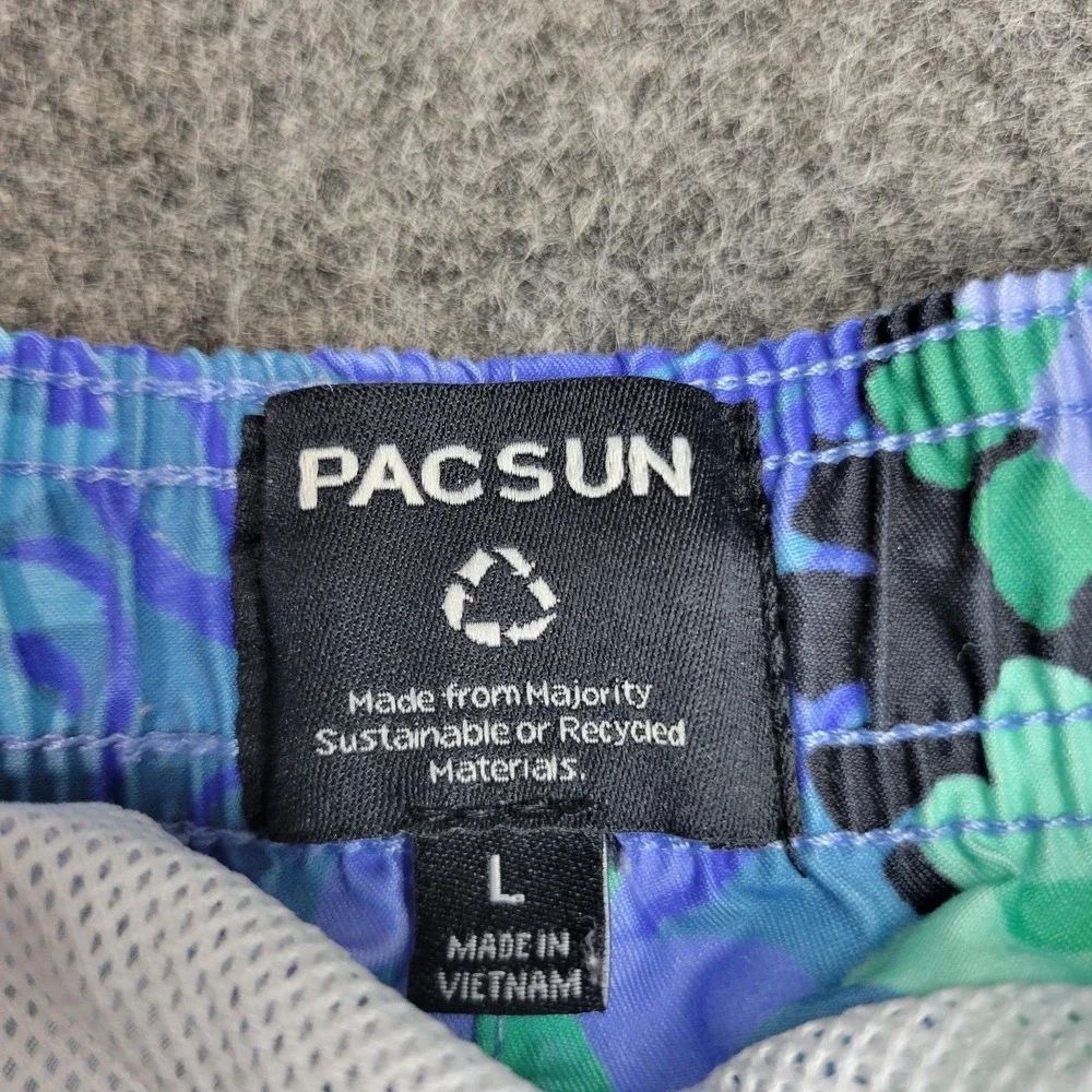 PacSun Swim Trunks Mens Large Blue‎ Floral Mesh Lined Surf Surfing Water Polo